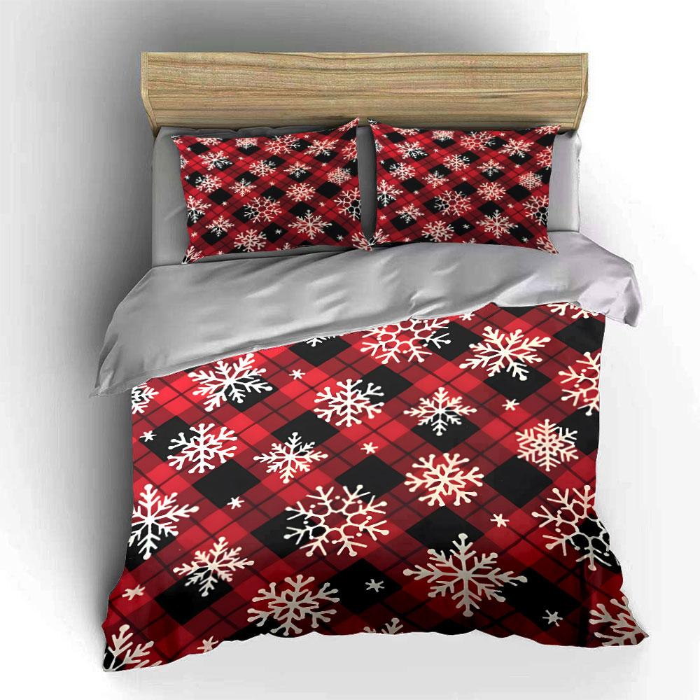 Plaid Snowflake Winter Gift Set kid's and adults' bedroom decor, Exquisite three-piece bedding set gift