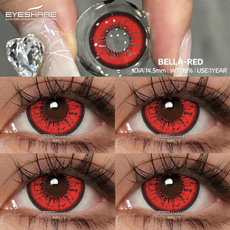 Eyeshare 1Pair Halloween Colored Contact Lenses for Eyes Lenses Red Eye Contacts Blue Eye Lens Cosplay Color Contact Lenses