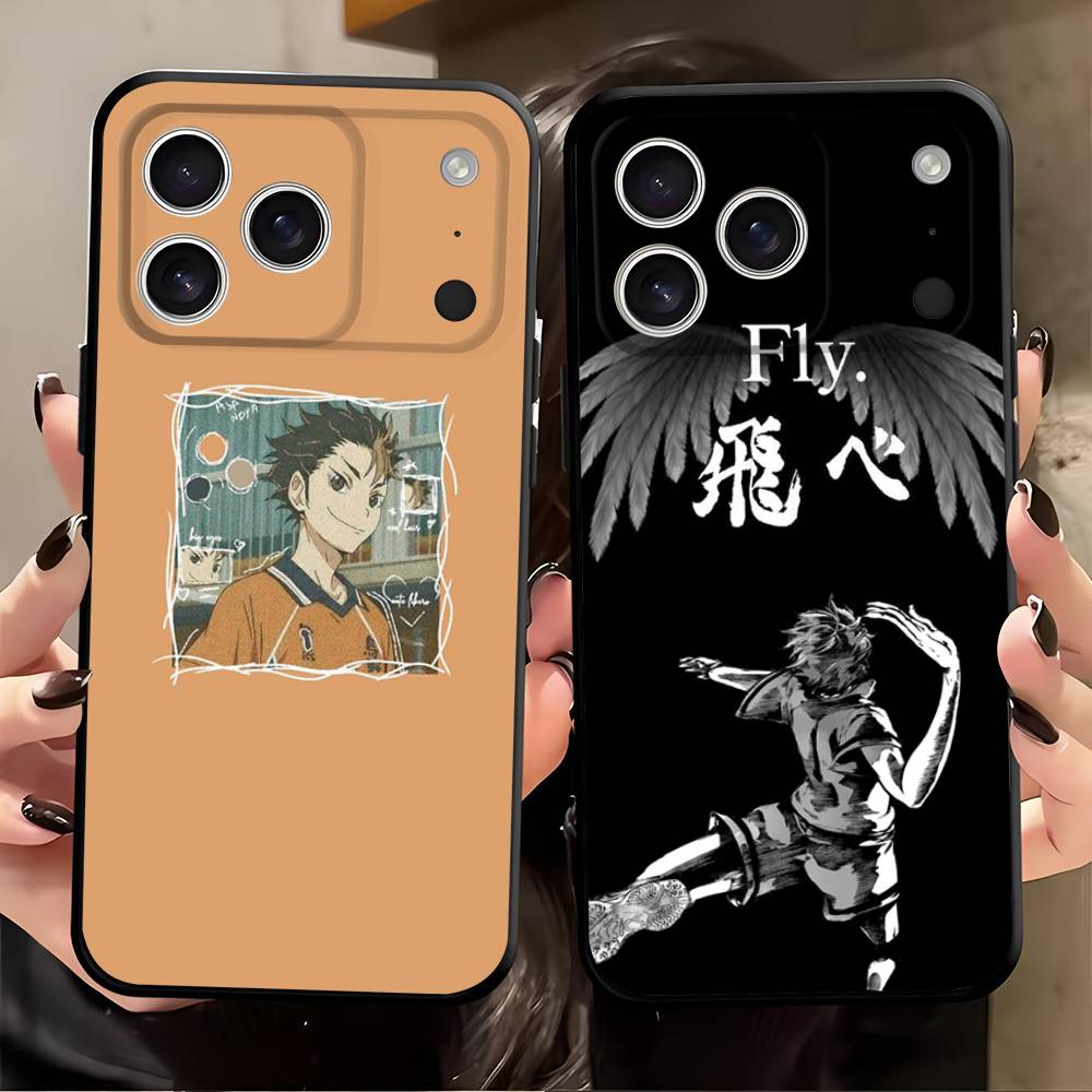 Haikyuu Для iPhone 15 16 14 Plus 13 12 11 17 Pro Max 17 Air Черный Мягкий Чехол для Телефона