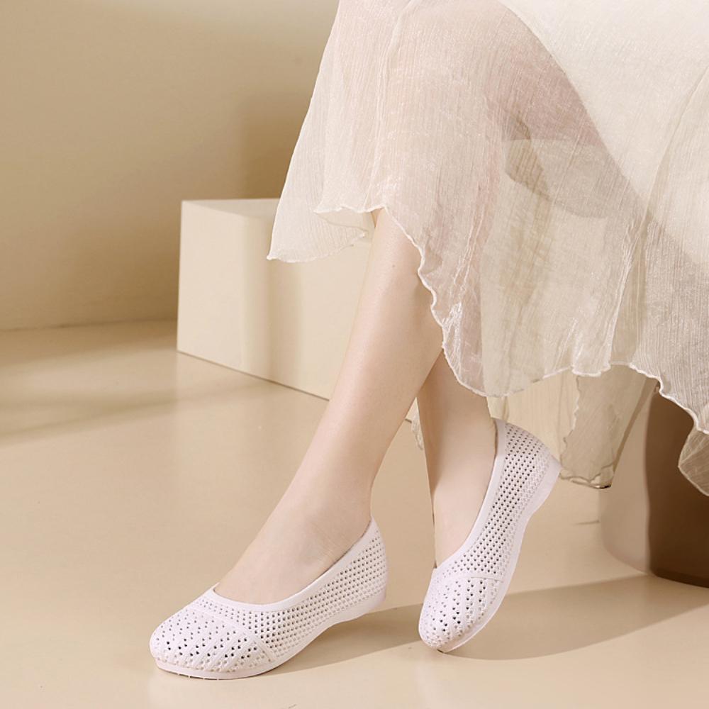 Летний новый стиль, сандалии с перфорированным носком, полые, противоскользящие, для ношения на улице, дышащая белая обувь, универсальная пляжная обувь на плоской подошве