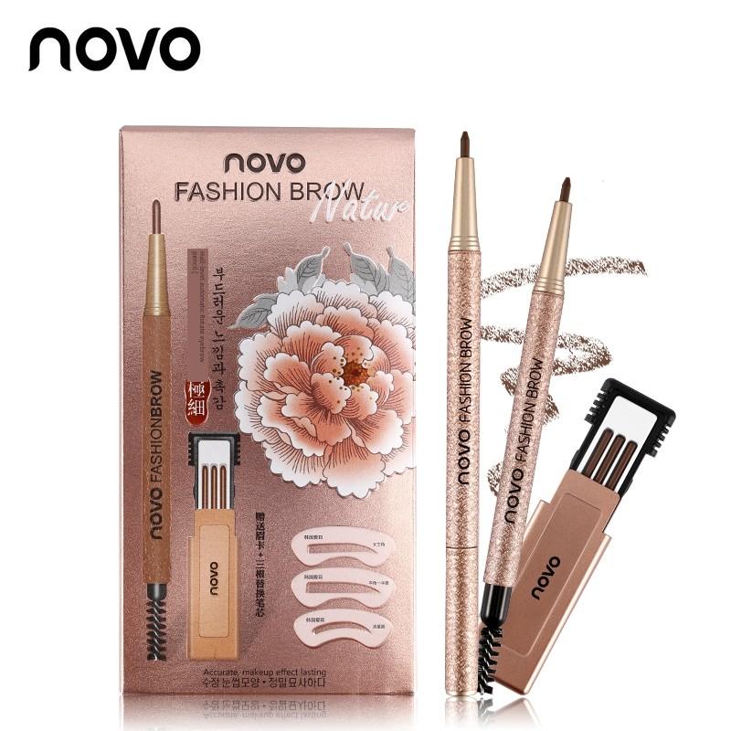 Automatically Rotate Eyebrow Pencil Free Eyebrow Stencil + Three Replacement Refills 1 Set = 3PCs Eyebrow Pencil