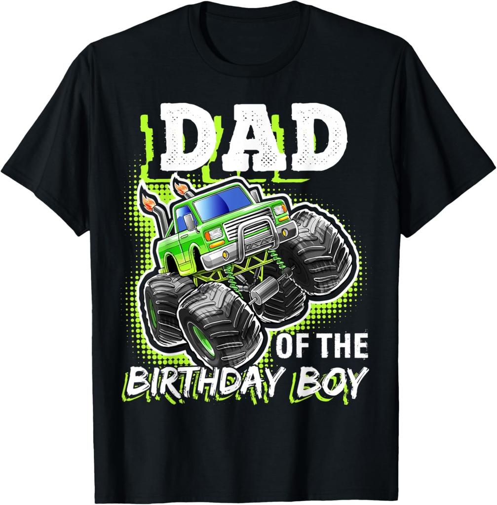 Mens Dad of the Birthday Boy Monster Truck Birthday Gift T-Shirt