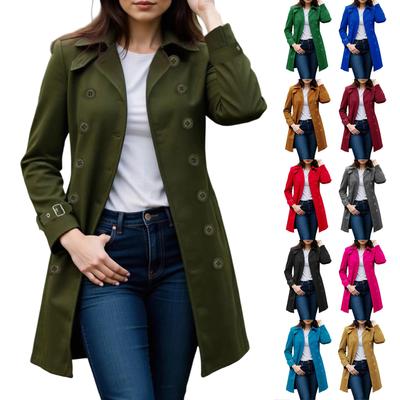 Женское пальто Двубортное Длинное Нарядное Ветровка Пальто Осень Зима Верхняя одежда