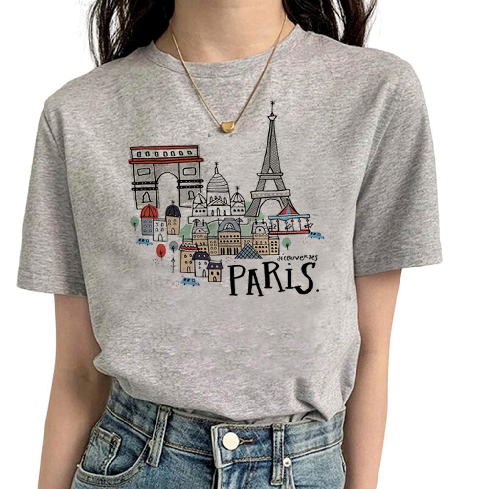 Paris Tshirt Women Y2K Streetwear T Shirt Girl Y2k 2000s Manga Clothes