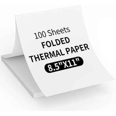 Термобумага для печати 8,5" x 11", Бумага для печати формата US Letter, складывающаяся, Совместима с портативным термопринтером A4, Непрерывная складывающаяся бумага для печати (100
