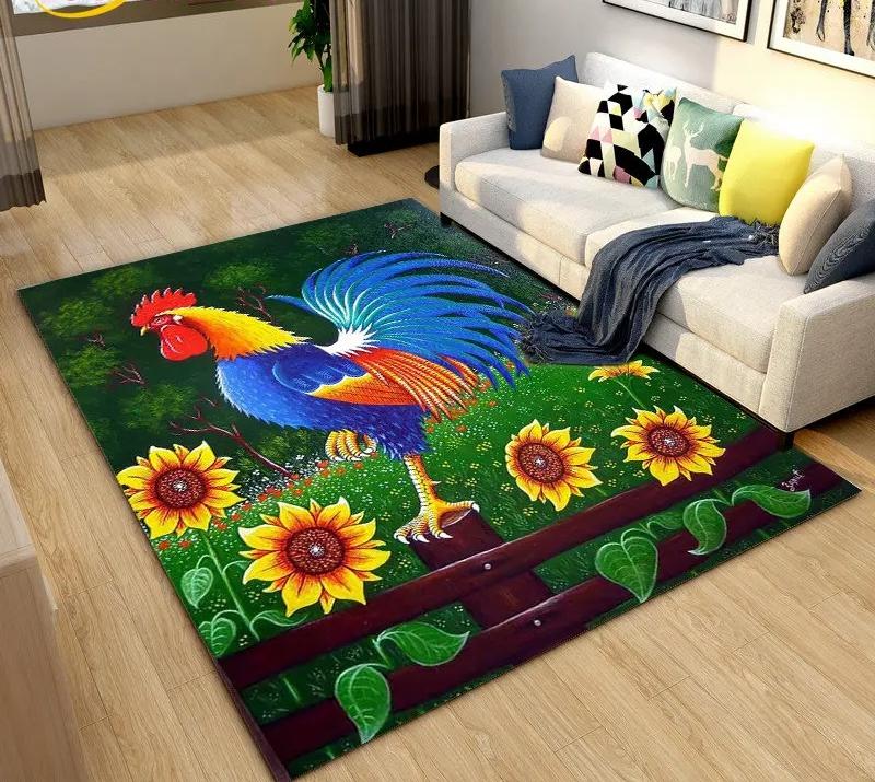 3D Петух и Курица Ковер Курица Спальня Полное Покрытие Ковер для Гостиной Устойчивый к Загрязнениям Легкий в Уходе Мягкий Коврик для Кухни Декор