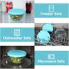 2-Pack Silicone Lids for Pyrex Sculpted Glass Mixing Bowls - Small Sizes Only Fit with 7401-S 3-cup, Dishwasher & Microwave Safe, Blue (Lids Only)