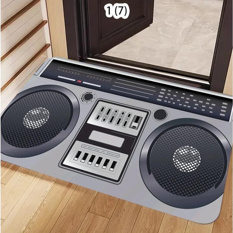 Classic Cassette Tape Shaped Entryway Rug Vintage Audio Tape Anti-slip Doormat Novelty Music Theme Indoor Carpet for Bedroom