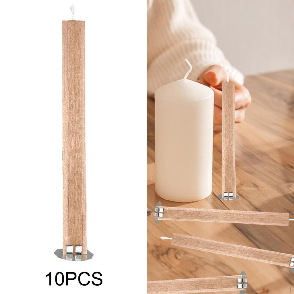 10 штук Деревянные фитили для свечей Портативные Замена DIY Поделки 5,12 дюйма с основанием 10 мм