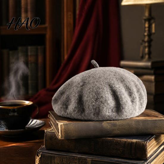 Soft Wool Blend Beret Women Hat, Elegant Classic Solid Color Winter Stylish Gift for Her Cap, Breathable Headwear Ladies Chic Vintage Style Cap