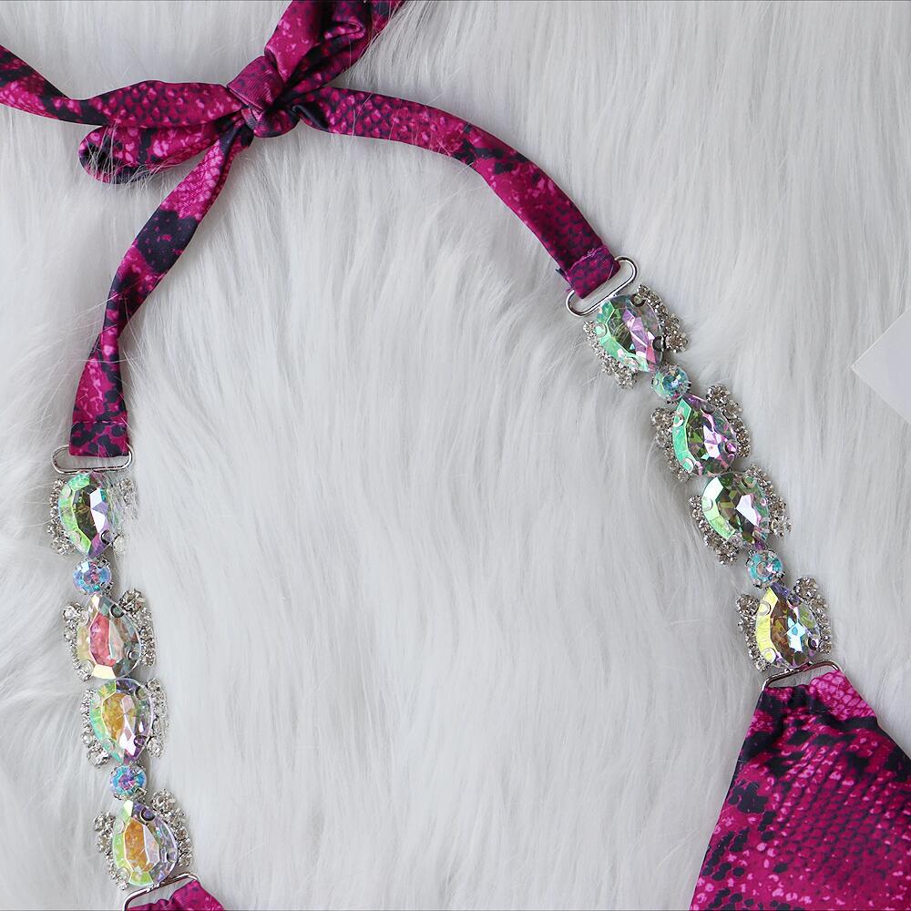 Бикини сексуальный змеиный принт с кристаллами и бриллиантами женский разделенный купальник пляжный купальник