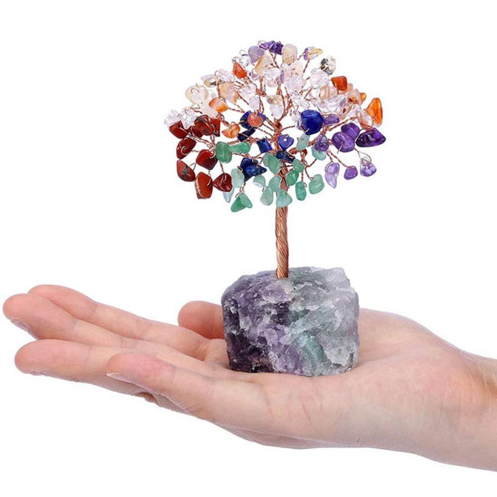 Stone Crafts Copper Wire Wrapped Crystal Money Tree Reiki Chakra Feng Shui Trees Potted Plants