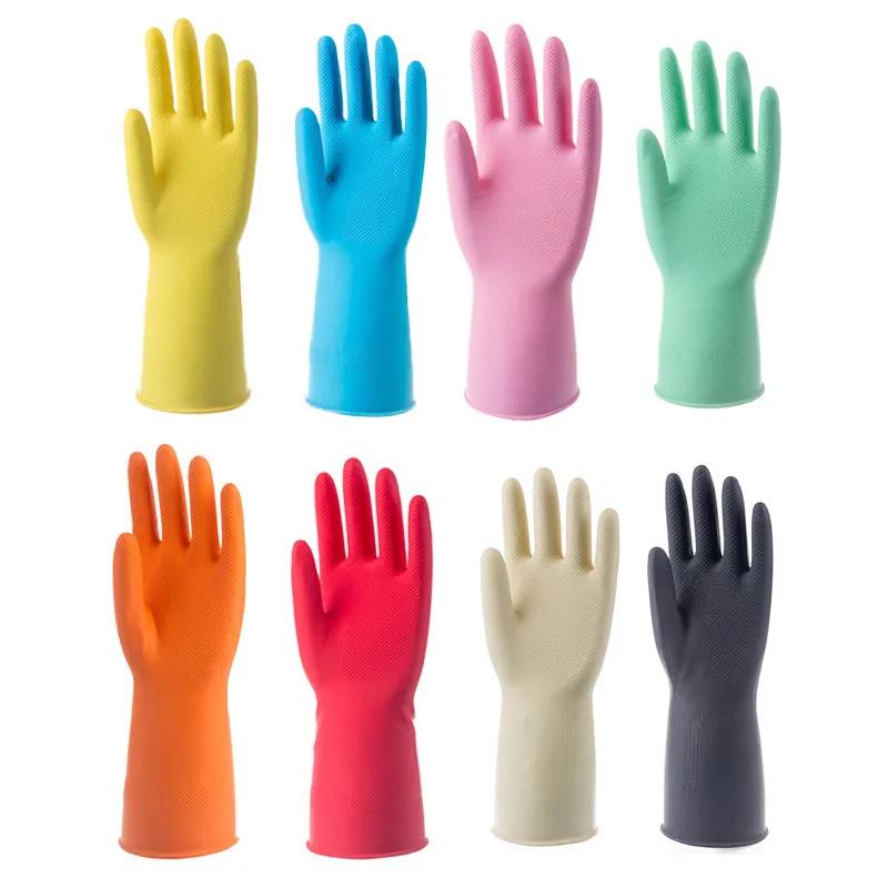 1 Pair Female Waterproof Rubber Latex Dishwashing Gloves Kitchen Durable Cleaning Housework Chores Dishwashing Tools 2022 New