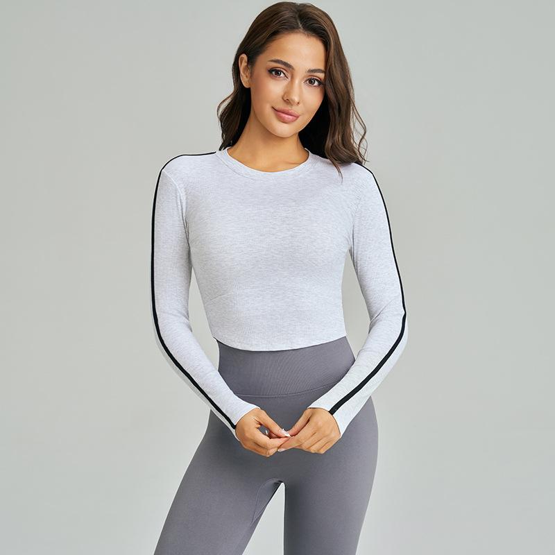 Weiman's new yoga top long-sleeved Pilates fitness T-shirt women's outdoor high-end bar design bottoming shirt