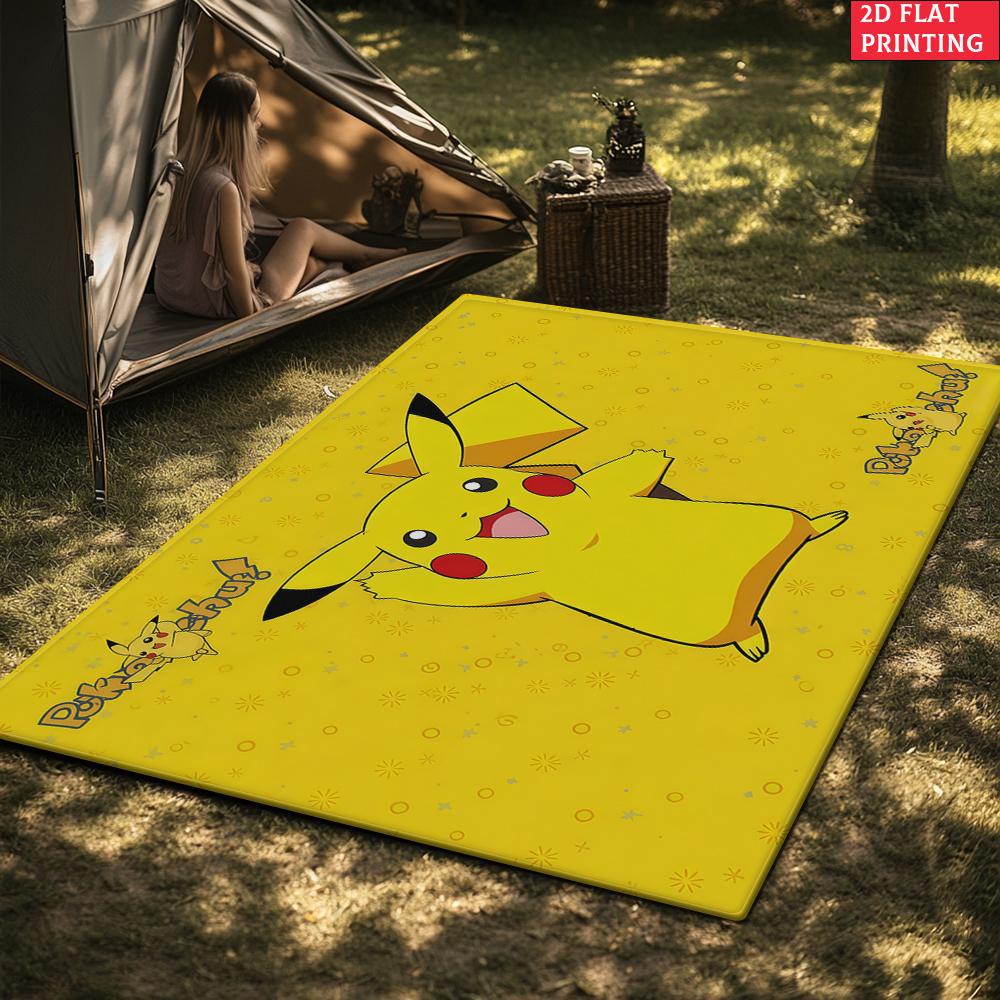 Cute Yellow Electric Mouse Cartoon Area Rug Non Slip Soft Floor Mat For Kids Room Bedroom Living Rooms Decor Washable Carpet