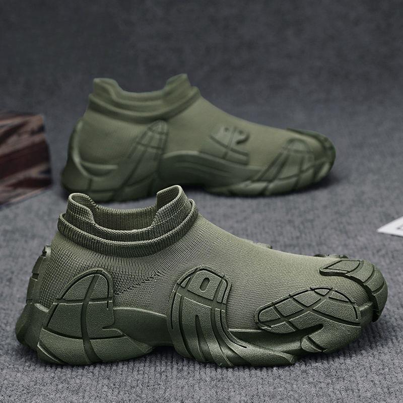 Мужская спортивная и повседневная обувь из кокоса для внешней торговли, мужская весенняя дышащая сетчатая обувь на толстой подошве, кроссовки из сетки для бега на одной педали, носочная обувь