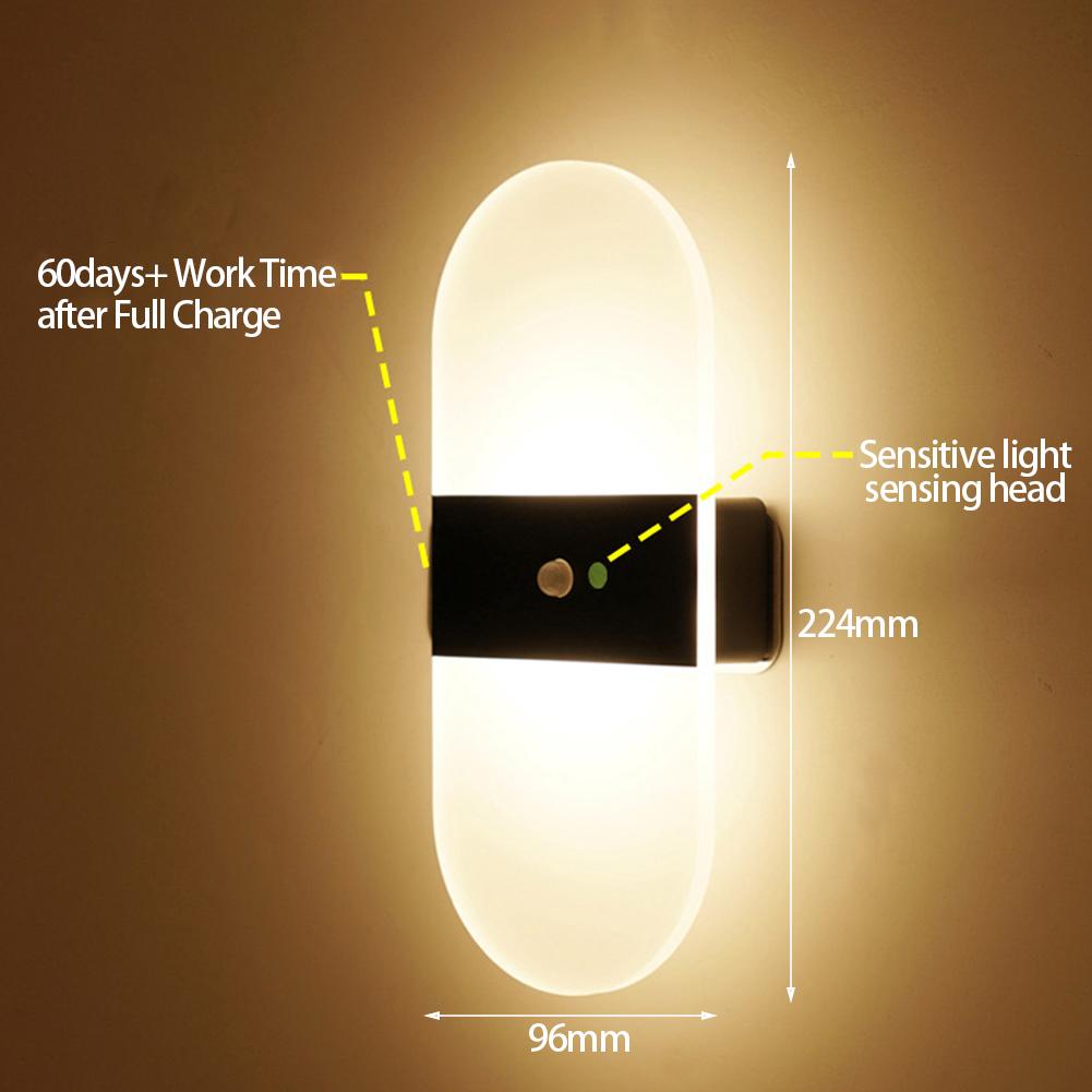 USB перезаряжаемые настенные светильники для дома, с датчиком движения в помещении, освещение для спальни, прикроватная лампа, коридор, лестница, декор, настенный светильник