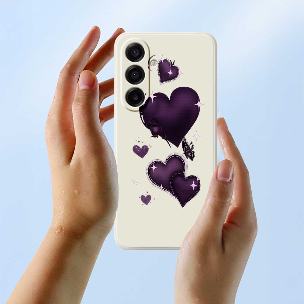 For Samsung Galaxy A17 5G Case Purple Love Pattern Printing Straight Edge TPU Phone Back Cover