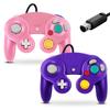 FIOTOK Gamecube Controller Классический проводной контроллер для Wii Nintendo Gamecube Purple 2 (Розовый & - Упаковка)