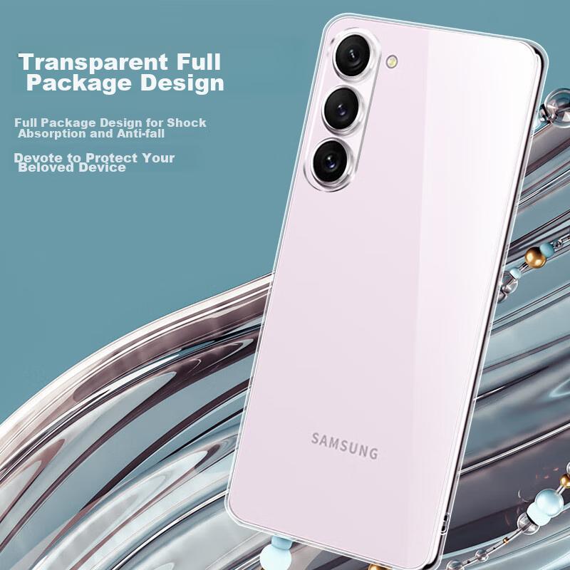 Freeson Phone Case for Samsung Galaxy S23, Slim Full Protection Shockproof Clear TPU Soft (With Ring Holder And Lanyard), Transparent