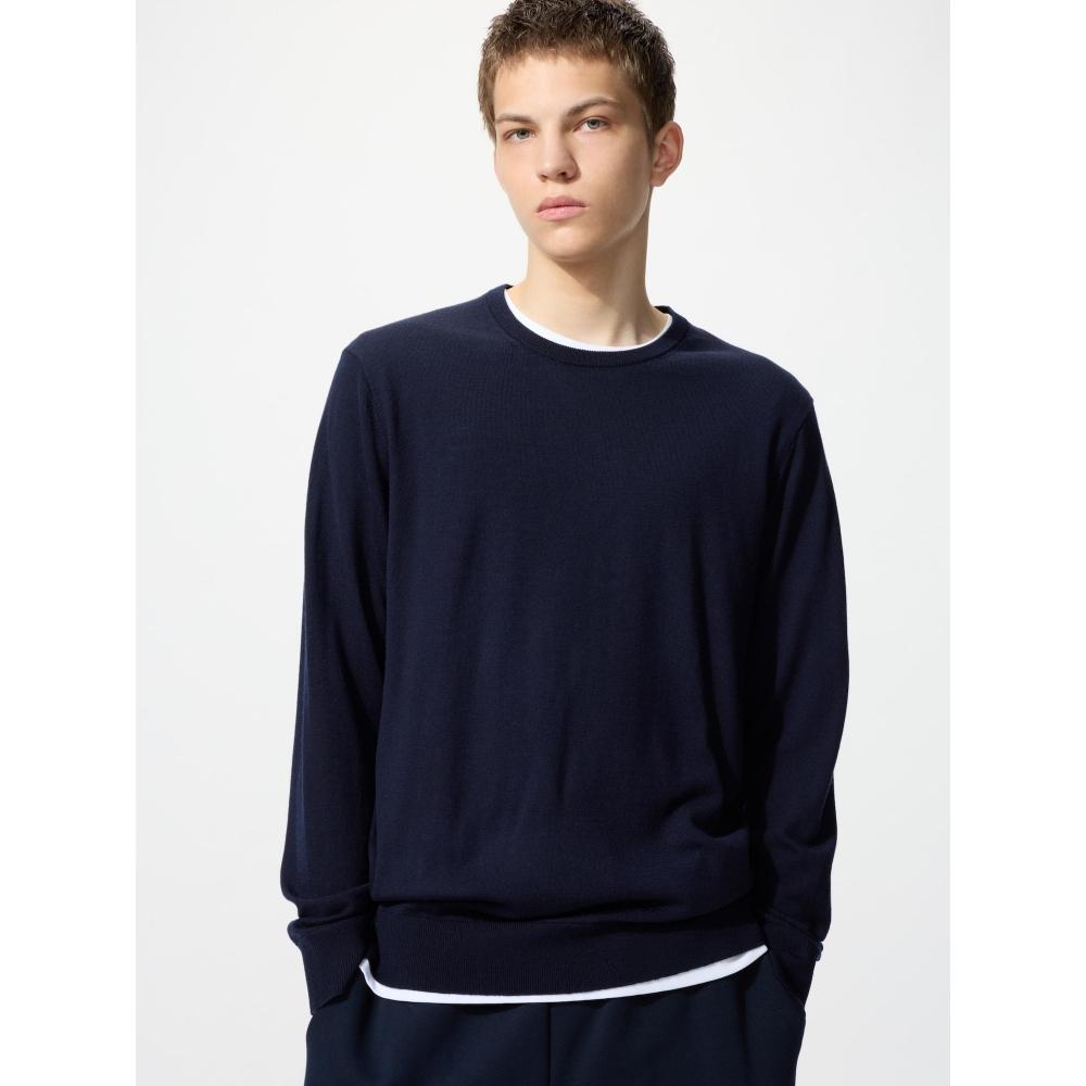 Uniqlo Свитер с круглым вырезом из японской мериносовой шерсти