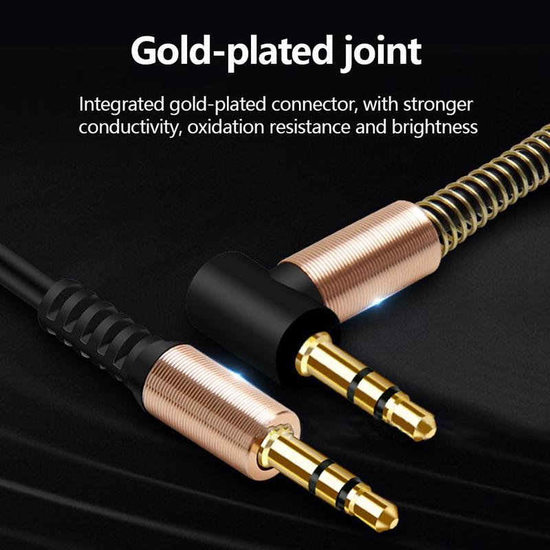 3,5-миллиметровый аудиокабель с разъемом для автомобиля, пружинный Aux-кабель, позолоченные кабели с разъемом «папа-папа»