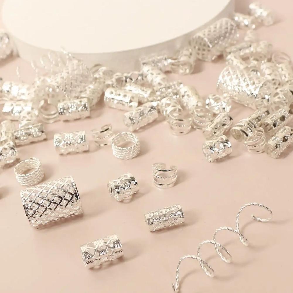 90 шт. металлические зажимы для манжет, дреды, бусины, дреды, косички, трубки, полые кольца для волос для мужчин