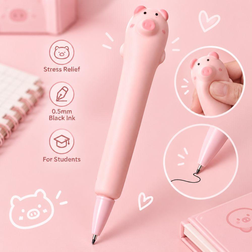 Pig Shape Decompression Pen 0.5mm Gel Pen Cute Squeeze Pen Office