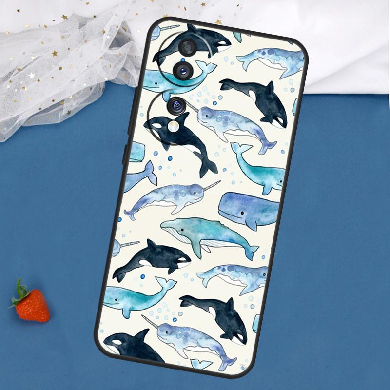Чехол Морской Кит Нарвал для Honor Magic 8 7 5 6 Pro 200 400 50 70 90 Lite Win RT X8c X8b X9a X9b X9c X9d Обложка