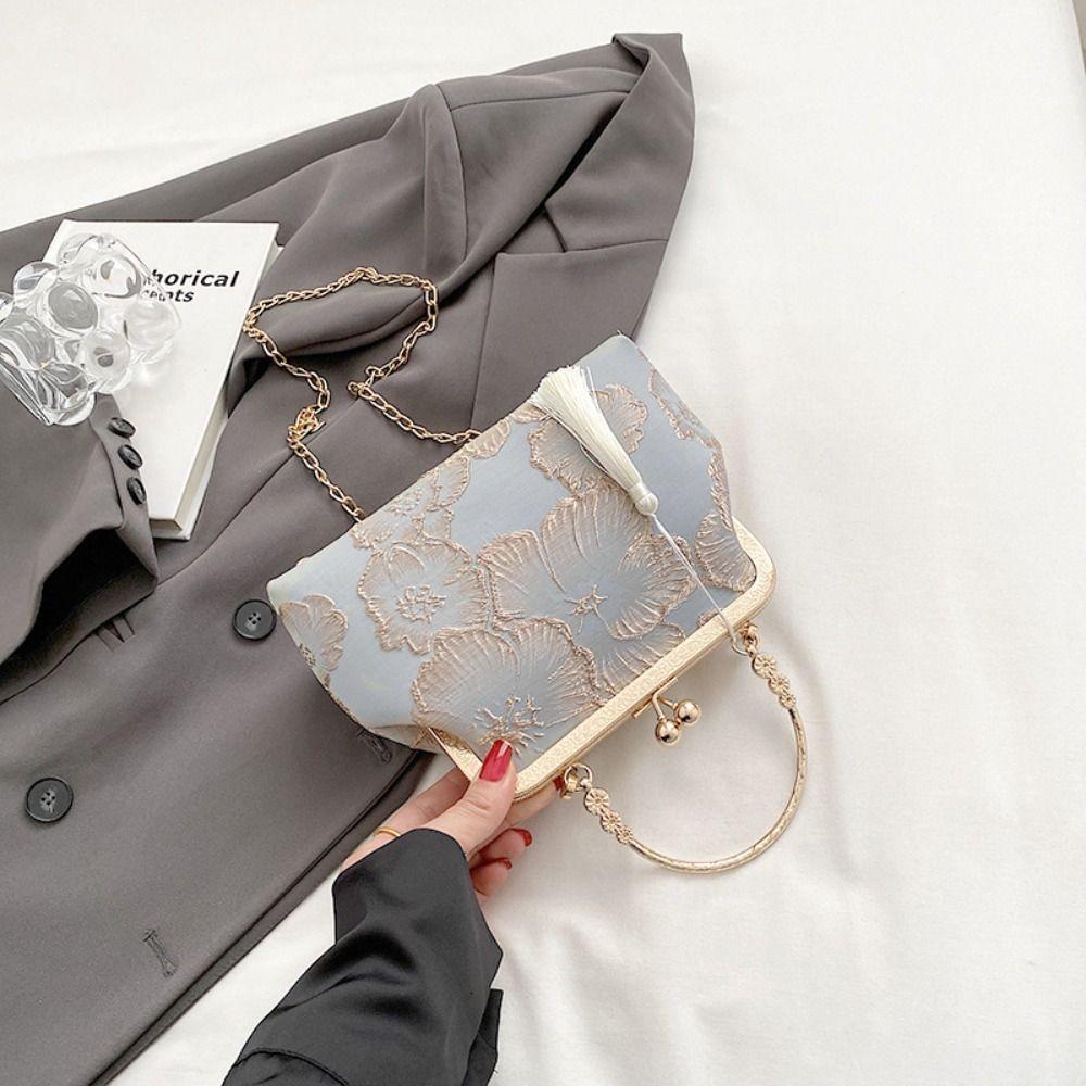 Шелковая ткань, сумка в китайском стиле, женская сумка в китайском стиле, высококачественная сумка с кисточками на плечо