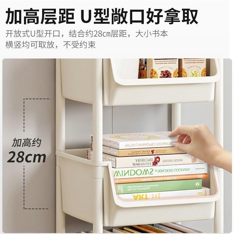 Книжная полка Простая тележка Бытовая полка для хранения Детские игрушки Многоуровневая тележка для инструментов парикмахерской с колесами Прочный