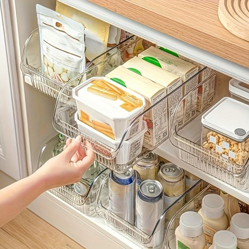 1 шт. Выдвижная корзина для хранения - Утолщенный и прочный прозрачный бордюрный ящик, экономичное хранение в шкафу, корзина для хранения на кухню