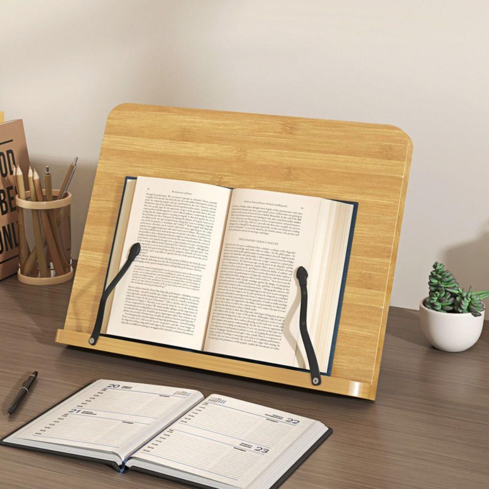 Comfortable Reading Wooden Book Stand 8 Adjustable Tilt Angles Cookbook Bracket Study Room