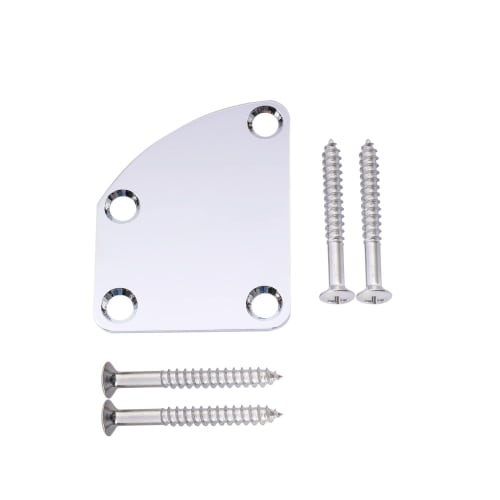 Musiclily Basic Heel Cut Neck Plate with 4-Point Neck Joint Board for Electric Guitar/Bass, Chrome