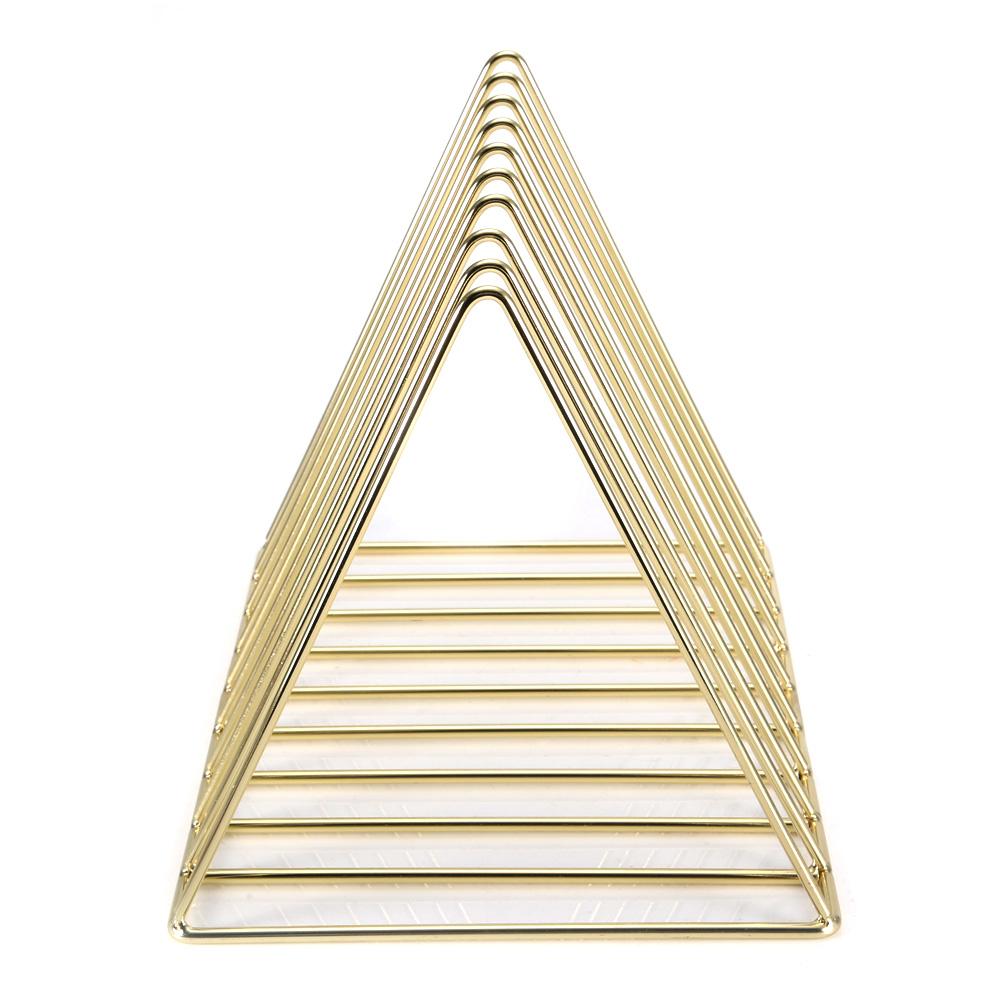 Multifunctional Iron Triangle Desktop Bookshelf Books Magazines Rack Holder Gold