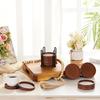Set of 6 Wooden Coasters With Holder - Coffee Table Coasters for Drinks, Modern Home Decor, Dining Table Decorative Set, Cute Beer Bar Rustic Outdoor