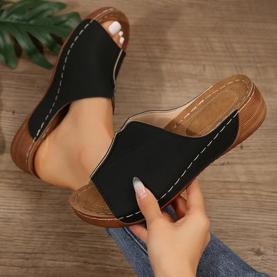 Женские тапочки Новые летние модные женские сандалии Ретро нескользящие тапочки без застежек на платформе женские шлепанцы Zapatos De Mujer