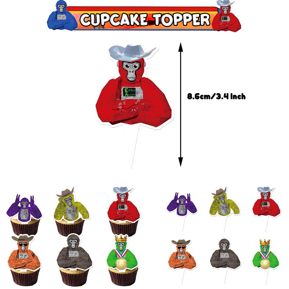 30x Тематические принадлежности для вечеринки в стиле игры Gorilla Tag VR, включая баннер, топпер для торта, воздушный шар