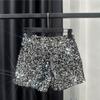 Autumn Black Velvet Shorts Women Sequined Shiny Versatile Short Pants Clubwear High Street