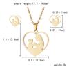 Stainless Steel Gold Color I Love MAMA Letter Necklace Earrings Set For Women Heart Mom Daughter Figure Mother's Day Jewelry Set