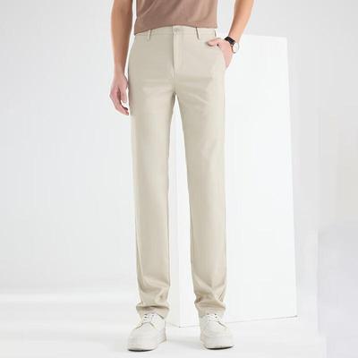 Мужские эластичные зауженные брюки прямого кроя в стиле business casual