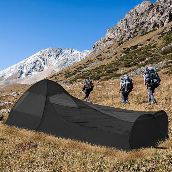 Одноместная палатка-всплывающая с держателем для телефона, дышащая сетка от комаров, портативная легкая палатка, простая установка, походный спальный мешок, кровать