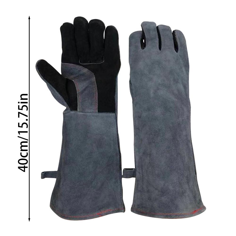 Перчатки extreme fire and heat resistant кожаные перчатки с алюминиевой фольгой изолированные подходят для барбекю, аргонодуговой сварки, MIG