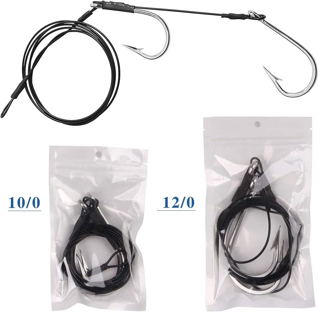 Shark Rigs 7691 Stainless Steel Fishing Hook 400LB Double Drop Rig Shark Rigs for Big Games 5/0 6/0 8/0 10/0 12/0