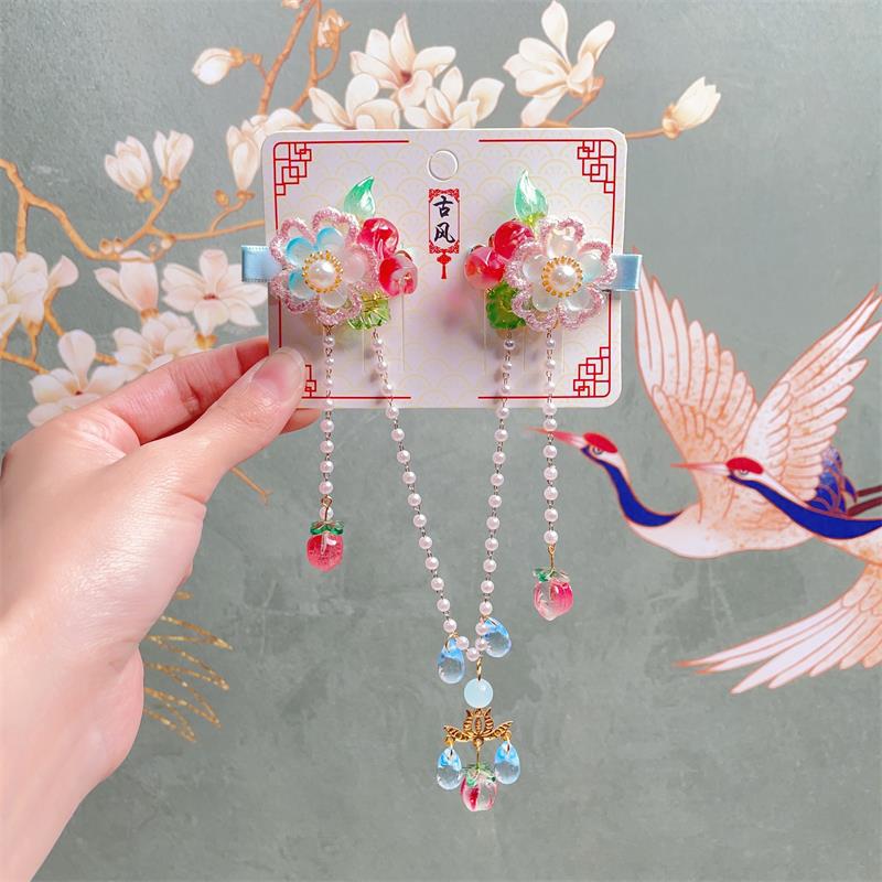 Детский ханьфу, аксессуар для волос в виде цепочки на лоб принцессы с кисточкой и бинди