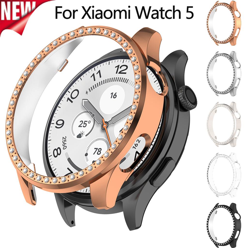 Алмазный Чехол для Xiaomi Watch 5 Блестящая Женская Крышка Ударопрочный Бампер для Miband 5 Смарт-часов Замена Защитный Корпус