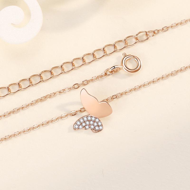 Колье с бабочкой, женское, корейская мода, темпераментная подвеска, корейская версия, элегантный бриллиантовый бант, стиль инс