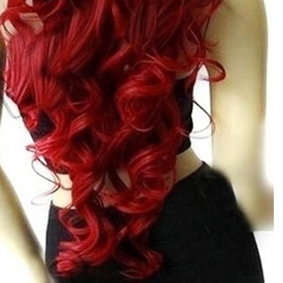 Женский длинный вьющийся винно-красный парик, шиньон для косплея, вечернее наращивание