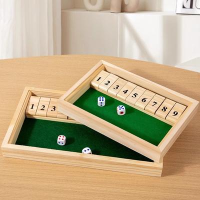 Игра Shut The Box - Деревянная игра с числовым полем и 2 кубиками, Портативная дорожная игра для семейных вечеринок для взрослых и молодежи, Стратегическая игра