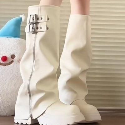 Модная женская обувь 2025 Платформа Увеличенная Без колена Ботфорты до бедра Высокие Ботинки Маленького рыцаря